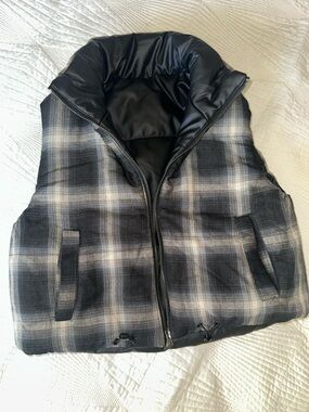 Reversible Plaid Quilted Puffer Vest